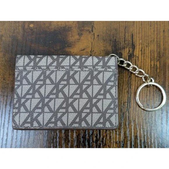 Anne Klein Card ID License Holder Key Chain Slim Wallet Ladies Brown W/Mirror - Picture 3 of 9